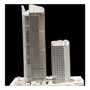 Twin Skyscrapers Architectural Scale Model Integrated Urban Model Architecture