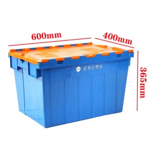 67 litre Nesting Crates Plastic Attached Lid Tote Container Plastic Moving Boxes