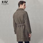 Customized Logo Printing British Style Houndstooth Woolen Coat for Business