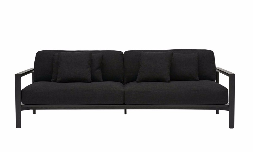 European Modern Wooden Frame Cream White Fabric Sofa 3 Seater Couch