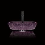 Smooth Countertop Vanity Sinks Diamond Purple Crystal 12mm Square Glass Bathroom