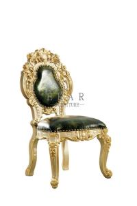 China Upholstered Luxury Carved Green Leather Dining Chair LF-339 factory