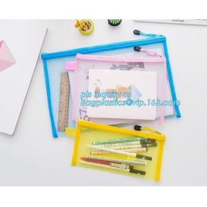 stationery within mesh PVC waterproof zipper document bag/ pvc folder, pp