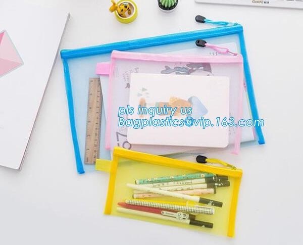 stationery within mesh PVC waterproof zipper document bag/ pvc folder, pp