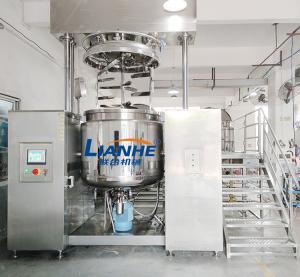 China 1 Ton Double Cylinder Vacuum Emulsifier Mixer Machine Hydraulic Lift factory