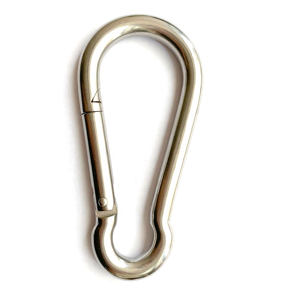 Polished Finish Stainless Steel 304 Carabiner Snap Spring Hook for Outdoor Activities