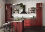 3m Haffle Red Modular Kitchen Cabinet Free Standing Island Cuisine Dangle
