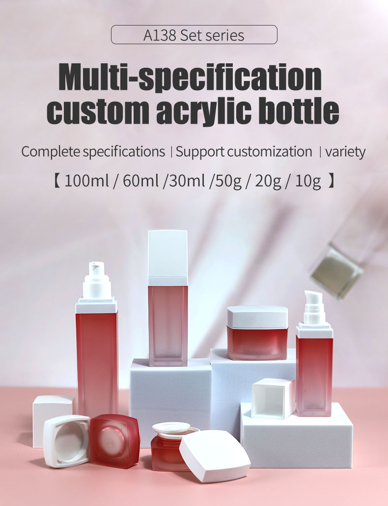 Transparent Square Acrylic Bottle Plastic Eye Cream Jar For Packaging Screen Printing