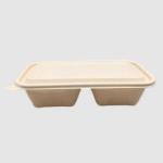 1000ML Food Safe 2 Compartment Degradable Lunch Box For Food Separation