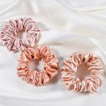 100% Pure Mulberry Silk Pink Oversized Scrunchies Silk Hair Ties Elastics