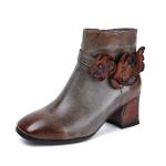 S183 Factory oil wax leather handmade retro women's shoes flower ethnic style