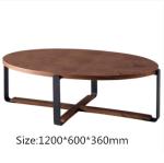 Metal Frame Oval Italian Simple Design Wooden Coffee Table