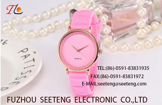 Silicone Watches color customized band Ladies watches silicone strap with alloy