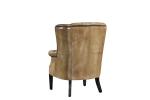Wooden Legs Leather Wingback Chair , High Back Living Room Chair Water Wash