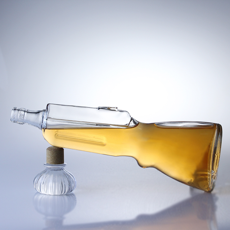 500ml Whisky Glass Bottle Gun Shape Open Mold 700ml Vodka Bottle for Beverage Industry