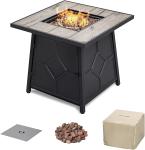 Propane 50000 BTU Square Garden Fire Pit With Waterproof Cover