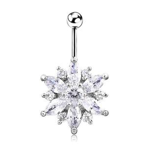 China Newest flower shaped navel ring zircon belly button ring piercing jewelry factory