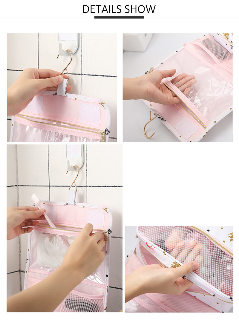 Flamingo Printed Portable Hanging Travel Makeup Bag