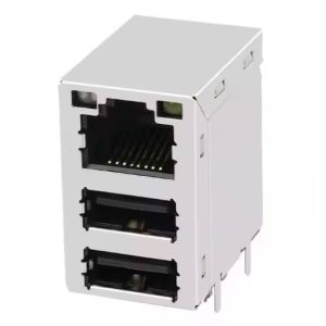RJ45 Connector With USB JFM38U1M-B313-4F 100/1000 Base-T Tab Up