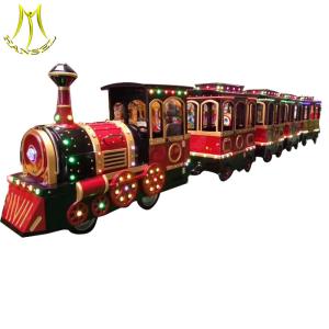 China Hansel outdoor park kids train battery operated backyard amusement trackless train rides factory