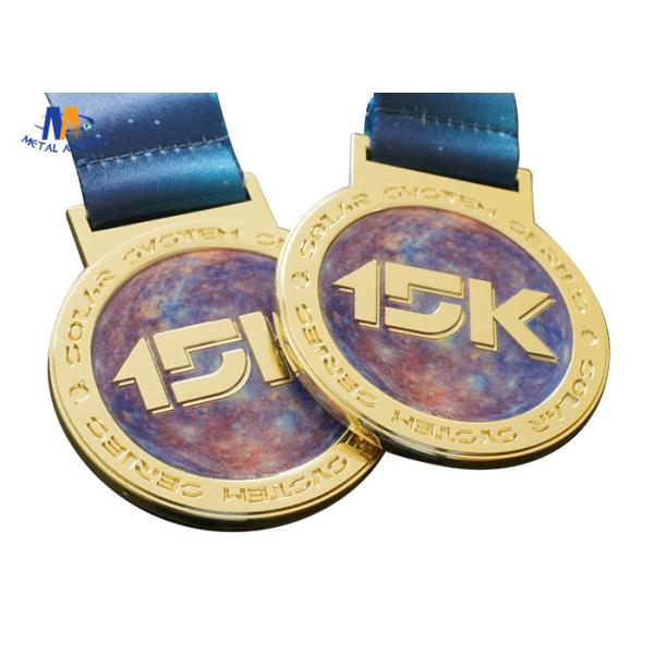 Colorful Printing Custom Sports Medals 15K Medailles With Heat Transfer Ribbon