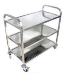 3 Layers Stainless Steel Storage Shelves Hand Trolley Cart Supermarket Equipment