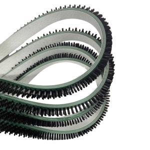China Nylon Bristle Leather Flexible Flat Belt Brushes For Conveyor Cleaning factory