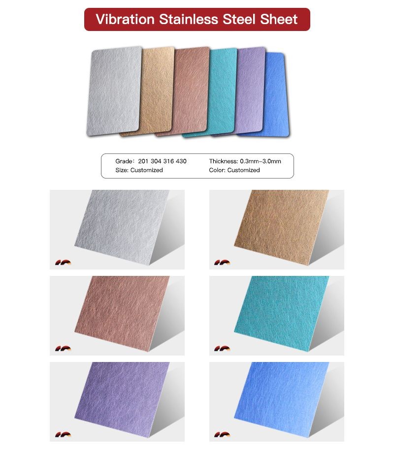 201 304 316 430 Grade 1.2mm 4x8 4x10 Sheet Anti-Fingerprint Vibration Finish Stainless Steel