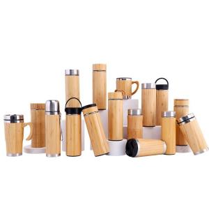 China Bamboo Bottle For Tea Premium Tea Infuser Bottle Leak Proof BPA-Free Insulated Water Bottle Coffee Tumbler Tea Thermos factory