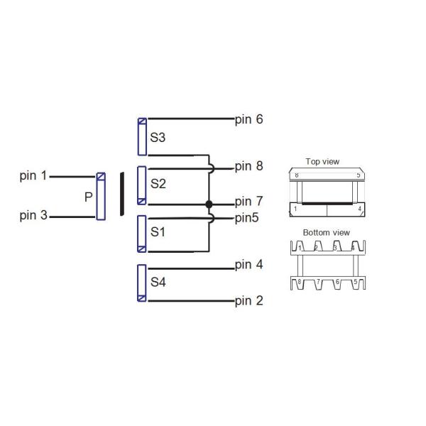 Small Electrical High Frequency Transformer EF16 With 80uH Output Inductance 5/-7.5/7.5/20v