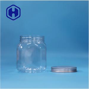 China Polygonal Shaped Clear Plastic Cookies Rock Candy Nuts Sugar Jar Aluminium Top Lid factory