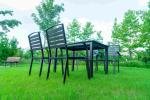 5 Pieces Extendable Modern Black China Manufacturer Wood Metal Chairs Patio