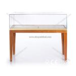 custom store free standing lockable wooden glass display cabinet/wood display
