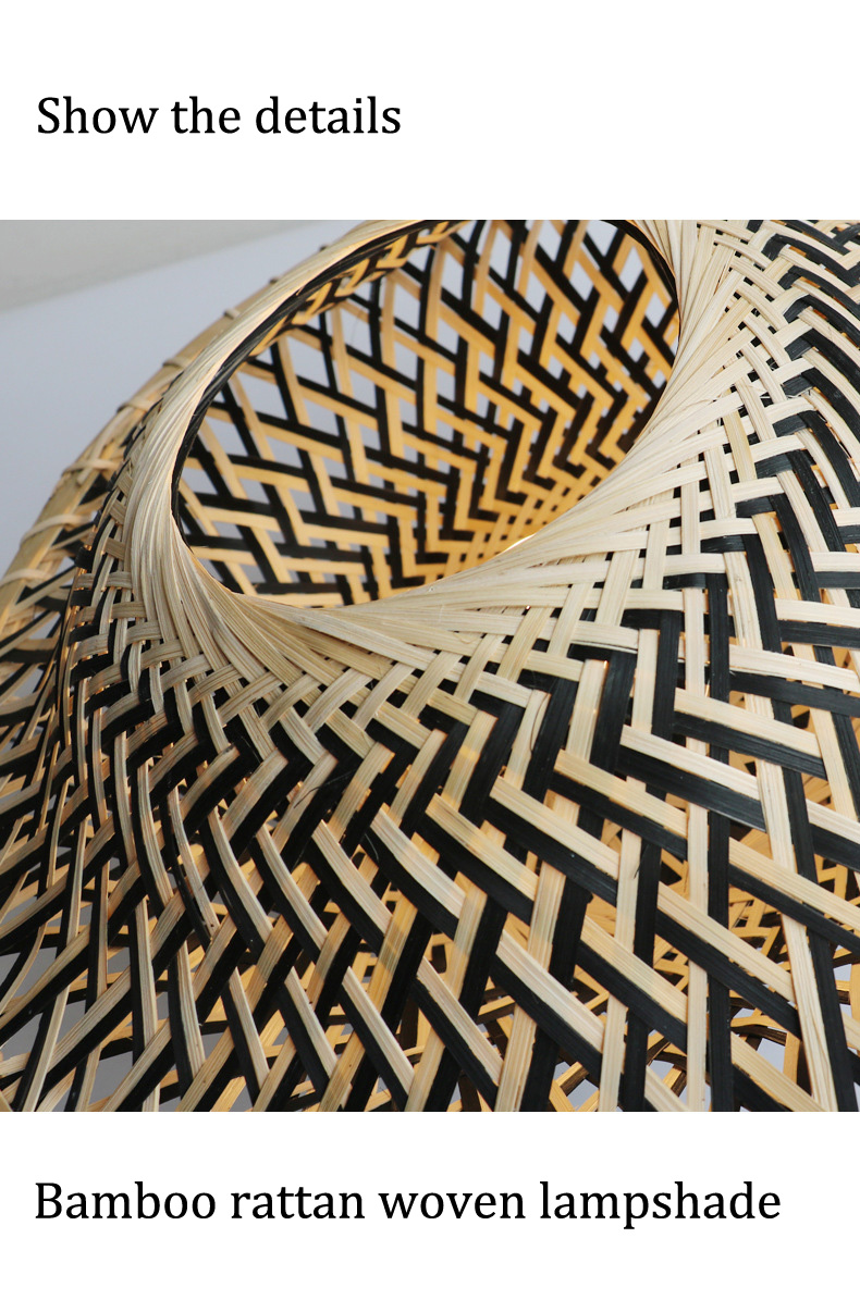 Round Bamboo Pendant Lamp , Woven Ceiling Light For Indoor Lighting