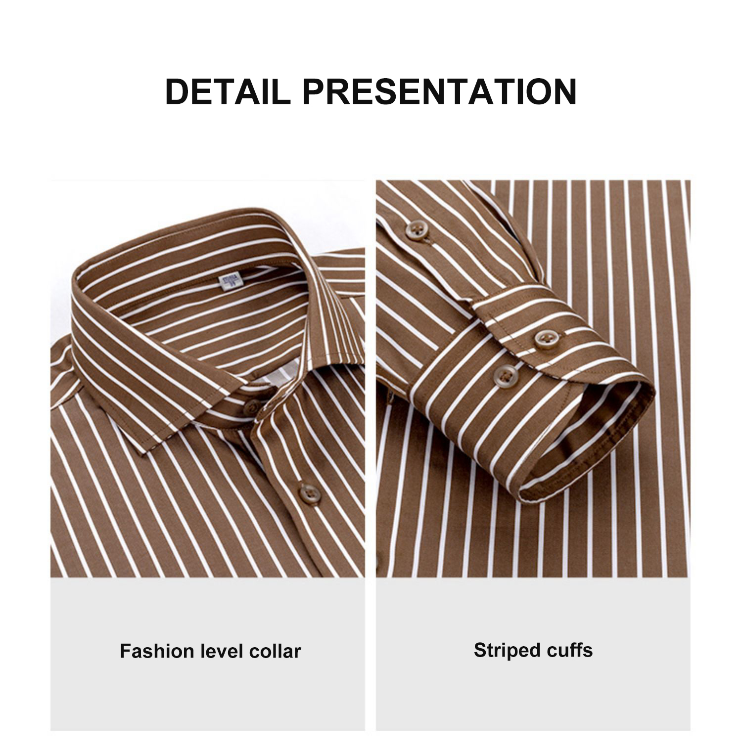 Summer Striped Shirt for Men No-Iron Long-Sleeved Business Casual Slim Fit Suit Shirt