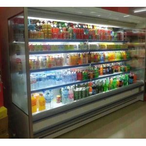 China Customize Adjustable Multideck Open Chiller Food Modern Glass Display Cabinet factory