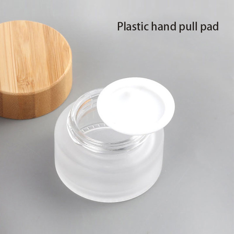 Lotion Bamboo Cover 15g 20g Frosted Glass Cream Bottle