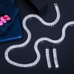 White Gold Color Luxury Bridal CZ Crystal Necklace Dark White Crystal CZ