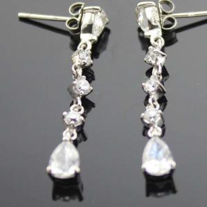 China 925 Sterling Silver Clear Cubic Zircon Dangle Drop Earrings (SE7002) factory