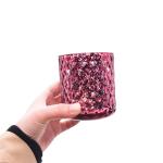Pink Prismatic Geometric Decorative Glass Candlestick Holder Customized Label