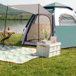 Outdoor Hexagon Camping Tent Automatic Pop Up Tents Blue Large Tents