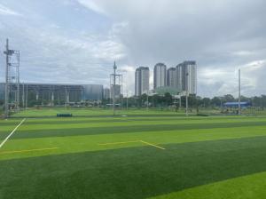 China 55mm Diamond Shape Football Artificial Turf Fake Soccer Grass factory