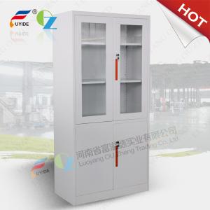 China KD office steel double doors cupboard FYD-W001,CNC machine ensure glass cupboard quality factory