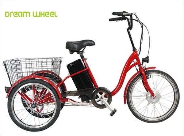 Big Storage Basket Pedal Assist Electric Tricycle 36V 350W Motor With Removable