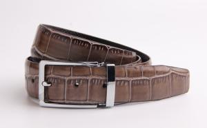 China Crocodile Grain Mens Leather Dress Belt FK12056 With Zinc Alloy Buckle factory