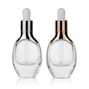 China Luxury Empty 30ml Clear Dropper Bottles Logo Print Cosmetic Packaging factory