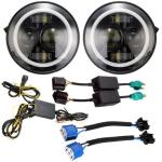 7 Inch LED Headlights Lights Bright White / Amber Turn Signal With Halo Ring