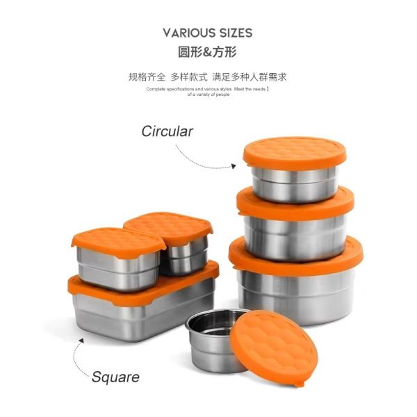 Eco-Friendly Stainless Steel Food Container With Silicone Lid | 5 Sizes 90–900ml | Leak-Proof & Insulated Lunch Box