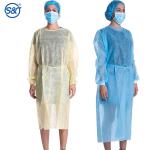 S&J Breathable and Flexible Disposable Non woven pp pe Medical Isolation Gown