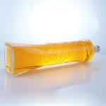 Industrial Liquor Glass Bottle with Unique Shape and Embossed Super Flint